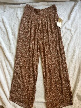 Paper Crane Brown Paisley Wide-Leg Pants